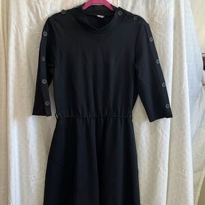 Retrolicious black a line dress. Mock neck. 3/4 sleeves